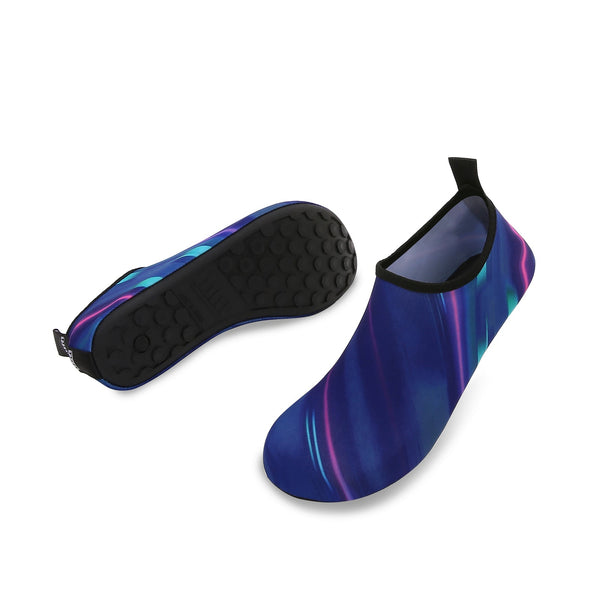 Men and Women a Slip On Barefoot Quick-Dry Beach Aqua Yoga Water Shoes (Laser Glare/Navy)
