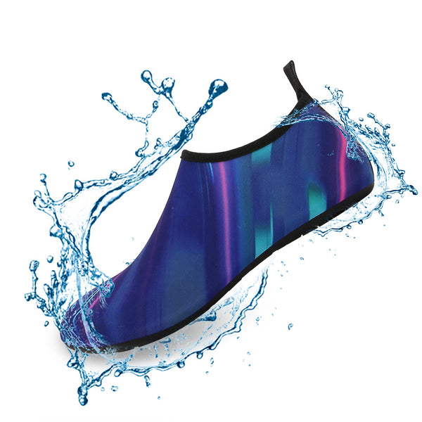 Men and Women a Slip On Barefoot Quick-Dry Beach Aqua Yoga Water Shoes (Laser Glare/Navy)