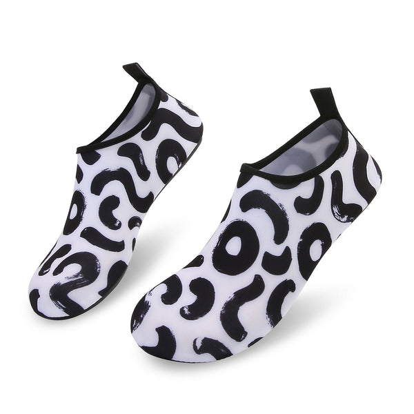 Men and Women a Slip On Barefoot Quick-Dry Beach Aqua Yoga Water Shoes (Oreo/Black White)