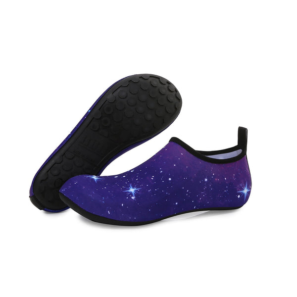 Men and Women a Slip On Barefoot Quick-Dry Beach Aqua Yoga Water Shoes (Stardust/Navy)