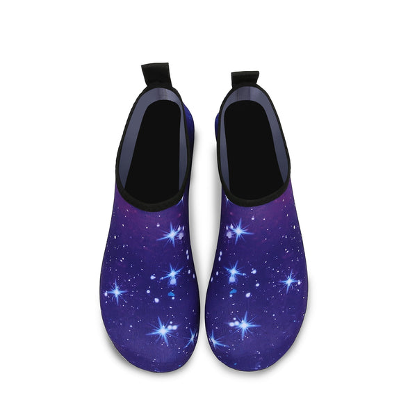 Men and Women a Slip On Barefoot Quick-Dry Beach Aqua Yoga Water Shoes (Stardust/Navy)