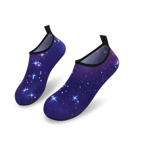 Men and Women a Slip On Barefoot Quick-Dry Beach Aqua Yoga Water Shoes (Stardust/Navy)