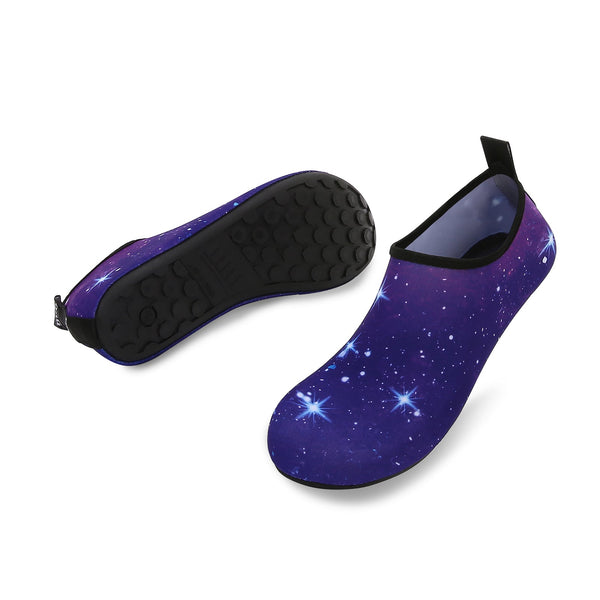Men and Women a Slip On Barefoot Quick-Dry Beach Aqua Yoga Water Shoes (Stardust/Navy)