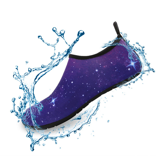 Men and Women a Slip On Barefoot Quick-Dry Beach Aqua Yoga Water Shoes (Stardust/Navy)