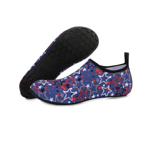 Men and Women a Slip On Barefoot Quick-Dry Beach Aqua Yoga Water Shoes (Star/White Red)