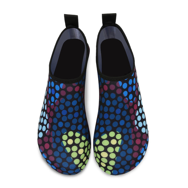 Men and Women a Slip On Barefoot Quick-Dry Beach Aqua Yoga Water Shoes (Multi Dot/Black)