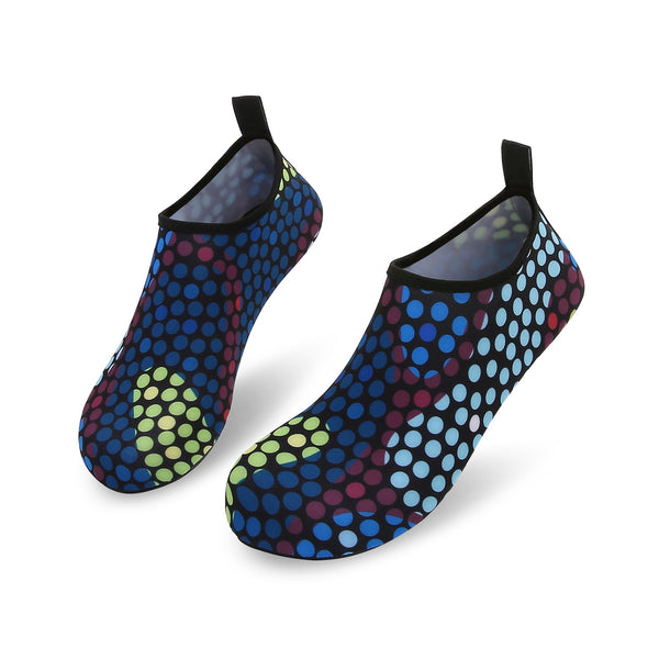 Men and Women a Slip On Barefoot Quick-Dry Beach Aqua Yoga Water Shoes (Multi Dot/Black)