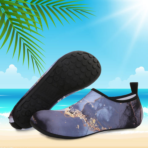Men and Women a Slip On Barefoot Quick-Dry Beach Aqua Yoga Water Shoes (Gold Rush/Grey)
