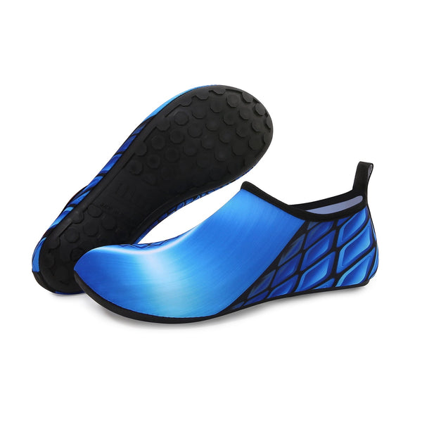 Men and Women a Slip On Barefoot Quick-Dry Beach Aqua Yoga Water Shoes (Tile/Blue)