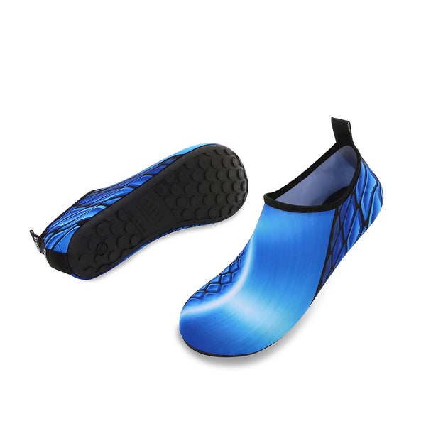 Men and Women a Slip On Barefoot Quick-Dry Beach Aqua Yoga Water Shoes (Tile/Blue)