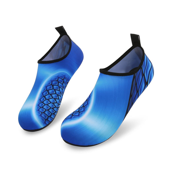 Men and Women a Slip On Barefoot Quick-Dry Beach Aqua Yoga Water Shoes (Tile/Blue)