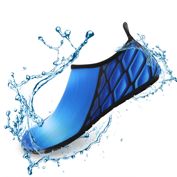Men and Women a Slip On Barefoot Quick-Dry Beach Aqua Yoga Water Shoes (Tile/Blue)
