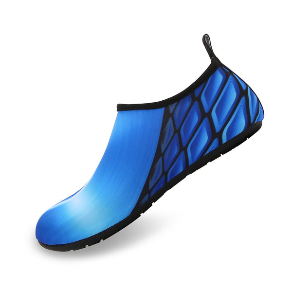 Men and Women a Slip On Barefoot Quick-Dry Beach Aqua Yoga Water Shoes (Tile/Blue)