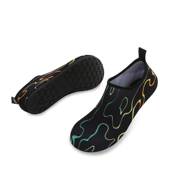 Men and Women a Slip On Barefoot Quick-Dry Beach Aqua Yoga Water Shoes (Tide/Black)