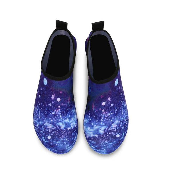 Men and Women a Slip On Barefoot Quick-Dry Beach Aqua Yoga Water Shoes (Moon Sky/Navy)