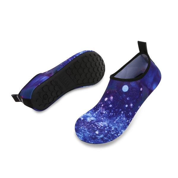 Men and Women a Slip On Barefoot Quick-Dry Beach Aqua Yoga Water Shoes (Moon Sky/Navy)