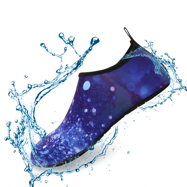 Men and Women a Slip On Barefoot Quick-Dry Beach Aqua Yoga Water Shoes (Moon Sky/Navy)