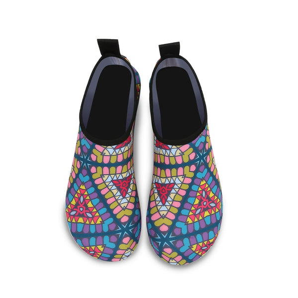 Men and Women a Slip On Barefoot Quick-Dry Beach Aqua Yoga Water Shoes (Indian Triangle/multicolor)