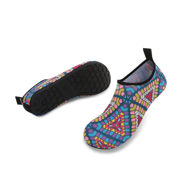 Men and Women a Slip On Barefoot Quick-Dry Beach Aqua Yoga Water Shoes (Indian Triangle/multicolor)