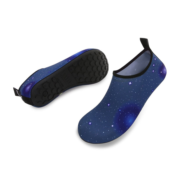 Men and Women a Slip On Barefoot Quick-Dry Beach Aqua Yoga Water Shoes (Space/Black)