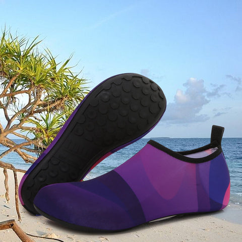 Men and Women a Slip On Barefoot Quick-Dry Beach Aqua Yoga Water Shoes (Layer/Purple)