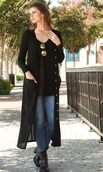 Women Lightweight Waffle Sweater Knit Long Sleeve Drape Maxi Duster Cardigan - Shop Lev
