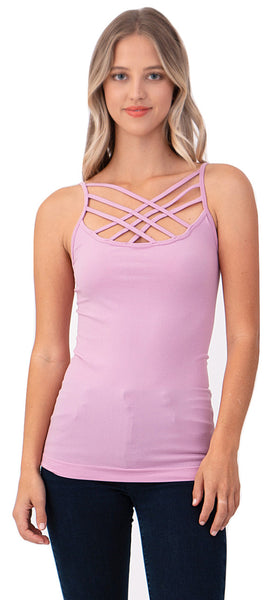 Women Sexy Front Criss Cross Straps Camisole Tank Top - Shop Lev
