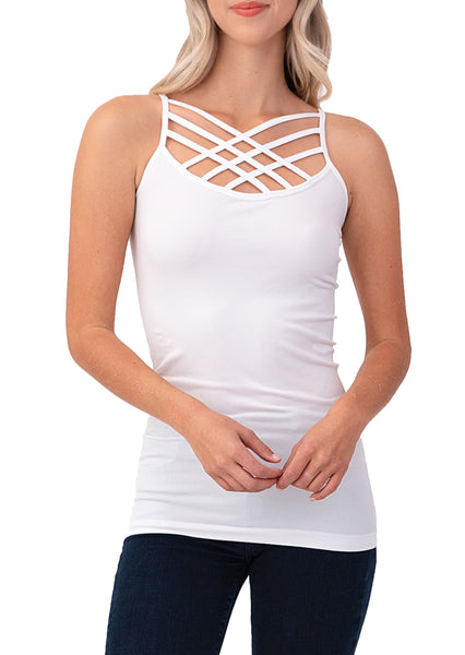 Women Sexy Front Criss Cross Straps Camisole Tank Top - Shop Lev