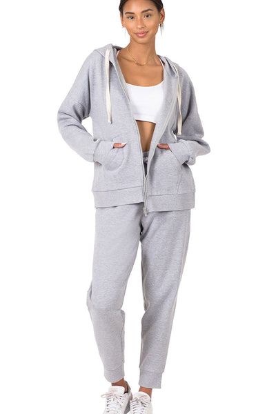 ZENANA Women 2 Piece Set Full-Zip Hoodie Jacket and Jogger Pants