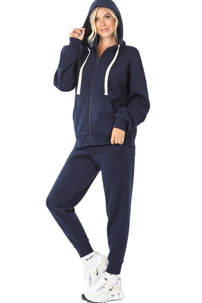 ZENANA Women 2 Piece Set Full-Zip Hoodie Jacket and Jogger Pants