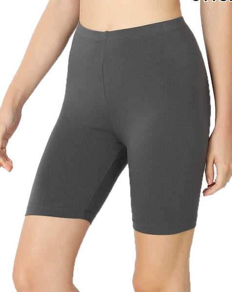 Women Cotton High Waist Active Bermuda Bike Short Leggings - 7" Length