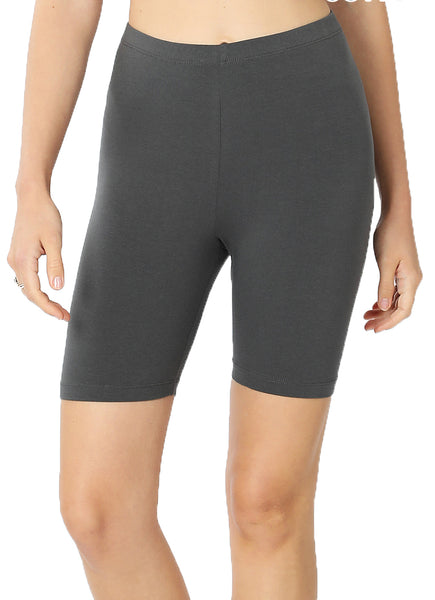 Women Cotton High Waist Active Bermuda Bike Short Leggings - 7" Length