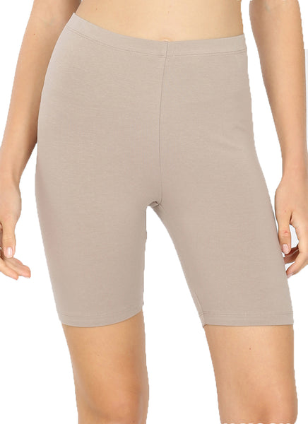 Women Cotton High Waist Active Bermuda Bike Short Leggings - 7" Length