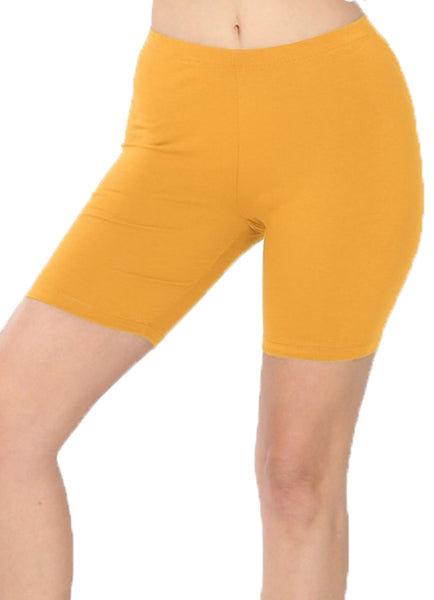 Women Cotton High Waist Active Bermuda Bike Short Leggings - 7" Length