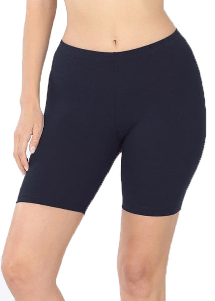 Women Cotton High Waist Active Bermuda Bike Short Leggings - 7" Length