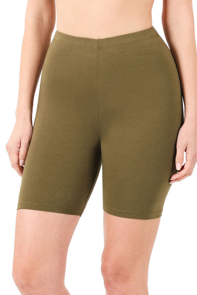 Women Cotton High Waist Active Bermuda Bike Short Leggings - 7" Length