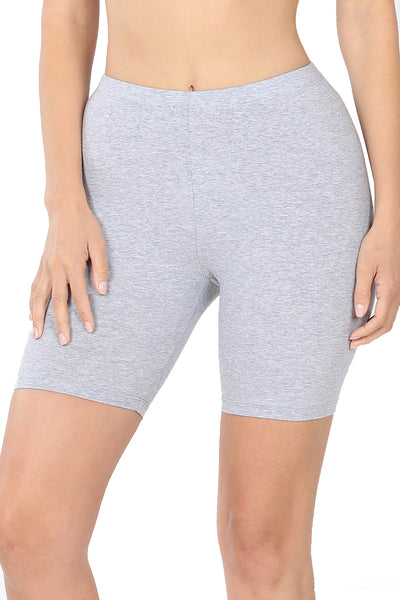 Women Cotton High Waist Active Bermuda Bike Short Leggings - 7" Length