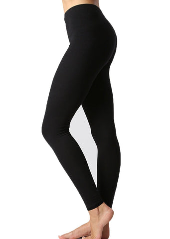 Women Solid Cotton Span High Waist Full Length Active Leggings