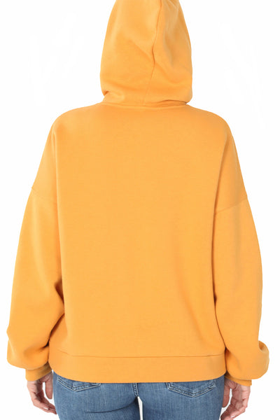 Women's Drop Shoulder Relaxed Fit Fleece Pullover Hooded Sweatshirts with Front Pocket