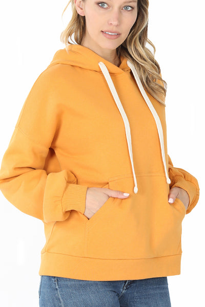 Women's Drop Shoulder Relaxed Fit Fleece Pullover Hooded Sweatshirts with Front Pocket