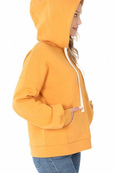 Women's Drop Shoulder Relaxed Fit Fleece Pullover Hooded Sweatshirts with Front Pocket