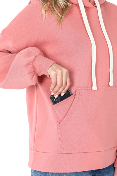 Women's Drop Shoulder Relaxed Fit Fleece Pullover Hooded Sweatshirts with Front Pocket