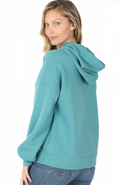 Women's Drop Shoulder Relaxed Fit Fleece Pullover Hooded Sweatshirts with Front Pocket