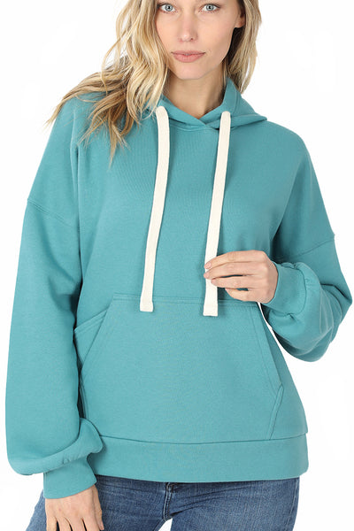 Women's Drop Shoulder Relaxed Fit Fleece Pullover Hooded Sweatshirts with Front Pocket