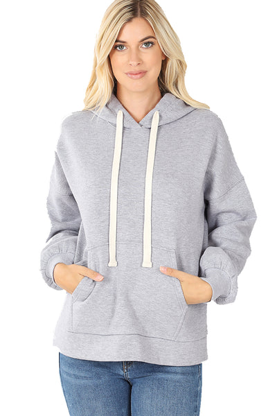 Women's Drop Shoulder Relaxed Fit Fleece Pullover Hooded Sweatshirts with Front Pocket