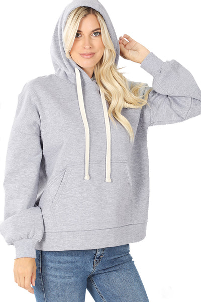 Women's Drop Shoulder Relaxed Fit Fleece Pullover Hooded Sweatshirts with Front Pocket