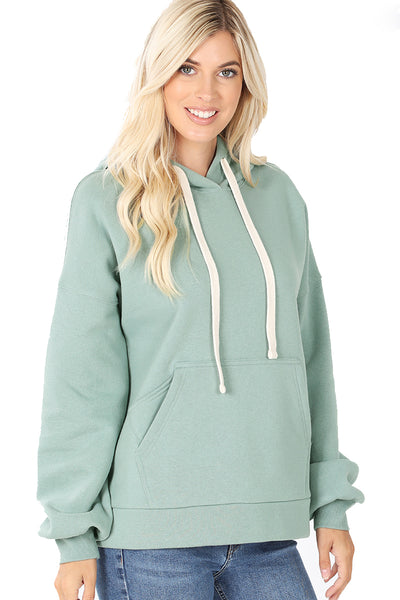Women's Drop Shoulder Relaxed Fit Fleece Pullover Hooded Sweatshirts with Front Pocket