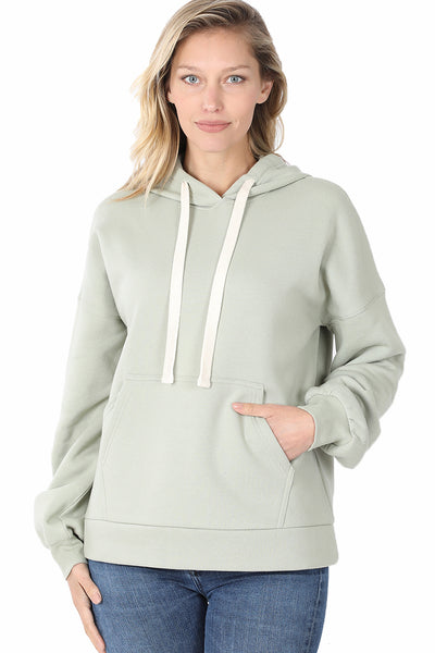 Women's Drop Shoulder Relaxed Fit Fleece Pullover Hooded Sweatshirts with Front Pocket