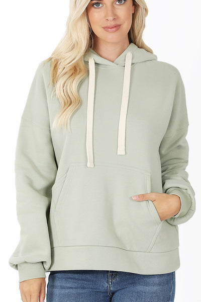Women's Drop Shoulder Relaxed Fit Fleece Pullover Hooded Sweatshirts with Front Pocket