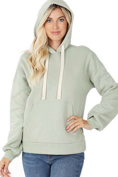 Women's Drop Shoulder Relaxed Fit Fleece Pullover Hooded Sweatshirts with Front Pocket